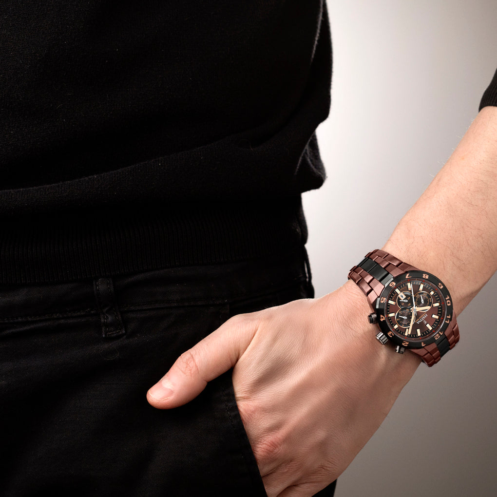 Festina Herrenuhr - Swiss Made, Braun Edelstahl Armband - F20708/1