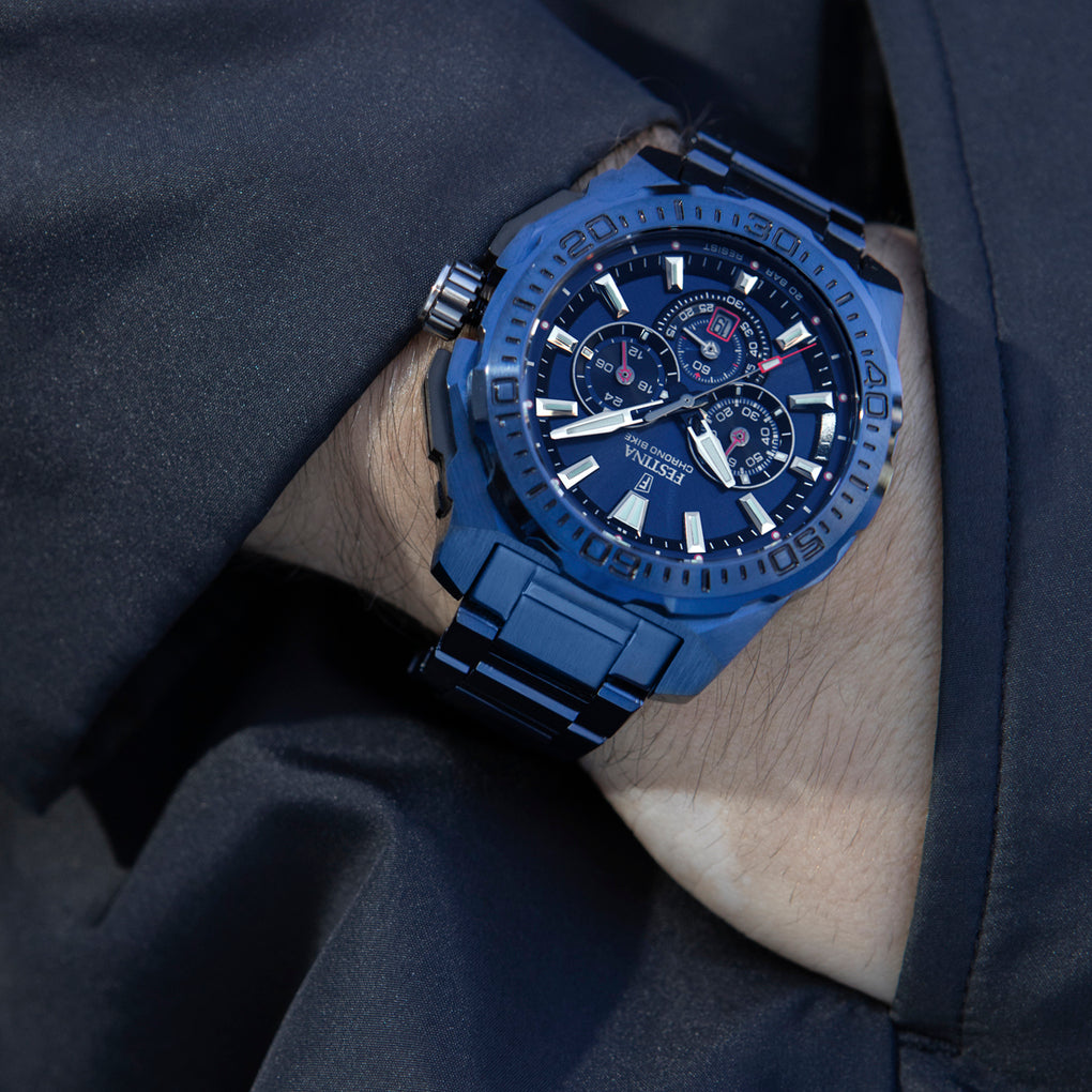 Festina Herrenuhr Swiss Made Chrono Bike - Blau Stahlarmband - F20729/1