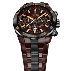 Festina Herrenuhr - Swiss Made, Braun Edelstahl Armband - F20708/1