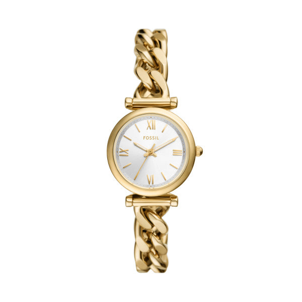 Fossil Carlie Gold Silber 28mm Edelstahl Quarz Damenuhr - ES5329