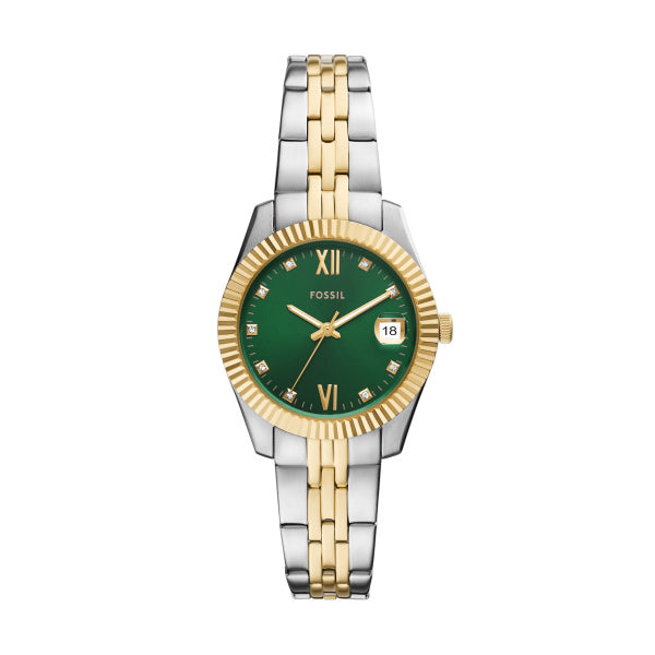 Fossil Scarlette Classic Silber Grün 32mm Quarz Damenuhr - ES5388