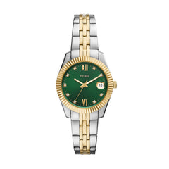 Fossil Scarlette Classic Silber Grün 32mm Quarz Damenuhr - ES5388