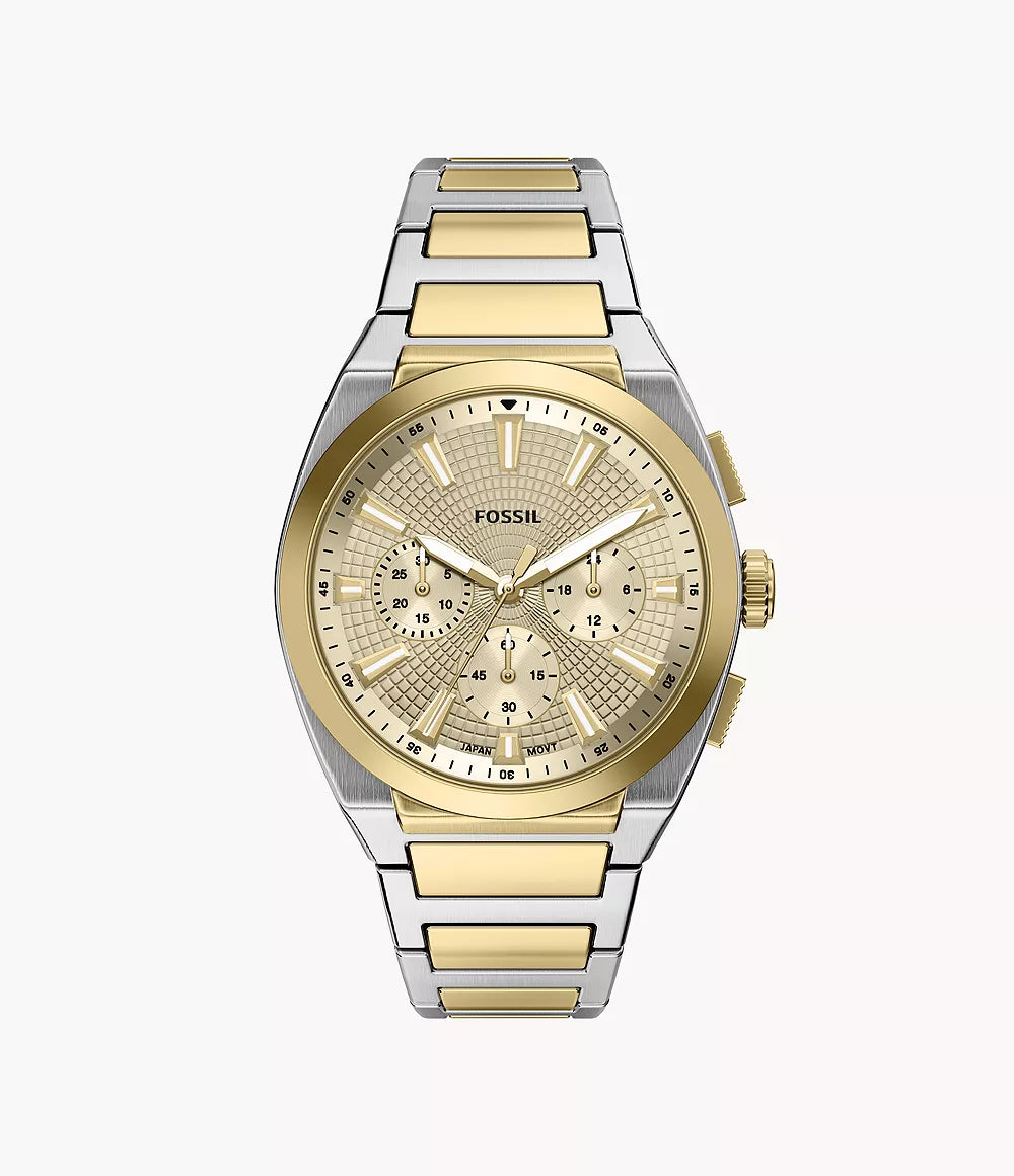 Fossil Everett Chronograph Herrenuhr Bicolor Gold/Silber mit goldfarbenem Zifferblatt 44 mm