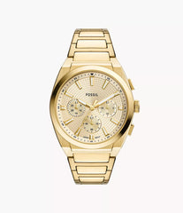 Fossil Everett Chronograph Herrenuhr Gold mit champagnerfarbenem Zifferblatt und Edelstahlarmband 44 mm&nbsp;