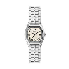 Fossil Harlow 27MM Edelstahl Quarz Damenuhr in Silber & Cream - ES5363