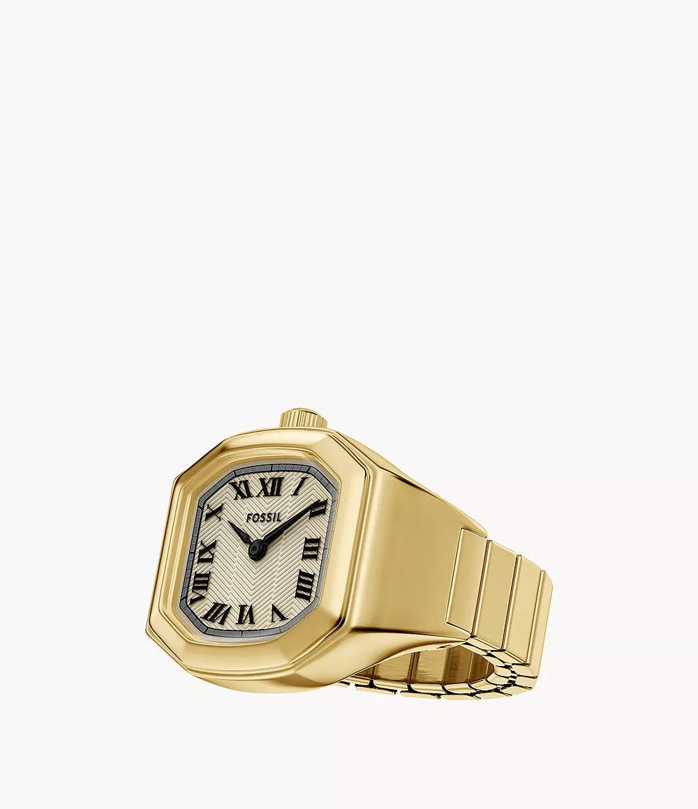 Fossil Harlow Ringuhr Damen Gold mit cremefarbenem Zifferblatt 17 mm&nbsp;