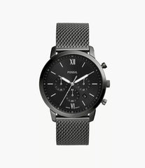 Fossil Neutra Chronograph Herrenuhr Dunkelgrau/Schwarz mit Milanaise-Edelstahlarmband 44 mm