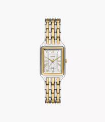 Fossil Raquel Damenuhr Bicolor Gold/Silber mit silberfarbenem Zifferblatt und Edelstahlarmband 23 mm – ES5368