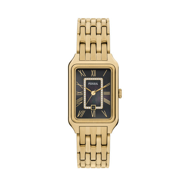 Fossil Raquel Quarz 26 MM Damenuhr in Gold Perlmutt mit Datum - ES5417