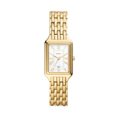 Fossil Raquel 23mm Gold-Weiss Edelstahl Quarzuhr mit Datum Damenuhr - ES5220