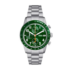Fossil SPORT TOURER Herrenuhr Silber Grün Edelstahl 42 mm Quarz - FS6048