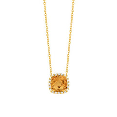 Halskette in 18 Karat Gelbgold mit gefasstem Citrin und Diamanten - P2880014GYN42