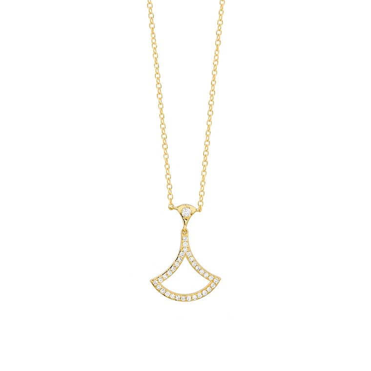 Halskette in 18 Karat Gelbgold mit gefassten Diamanten - P0140T01GYN42