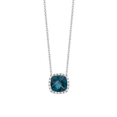 Halskette in 18 Karat Weissgold mit gefassten Londoner Topas und Diamanten - P2880014NWA42