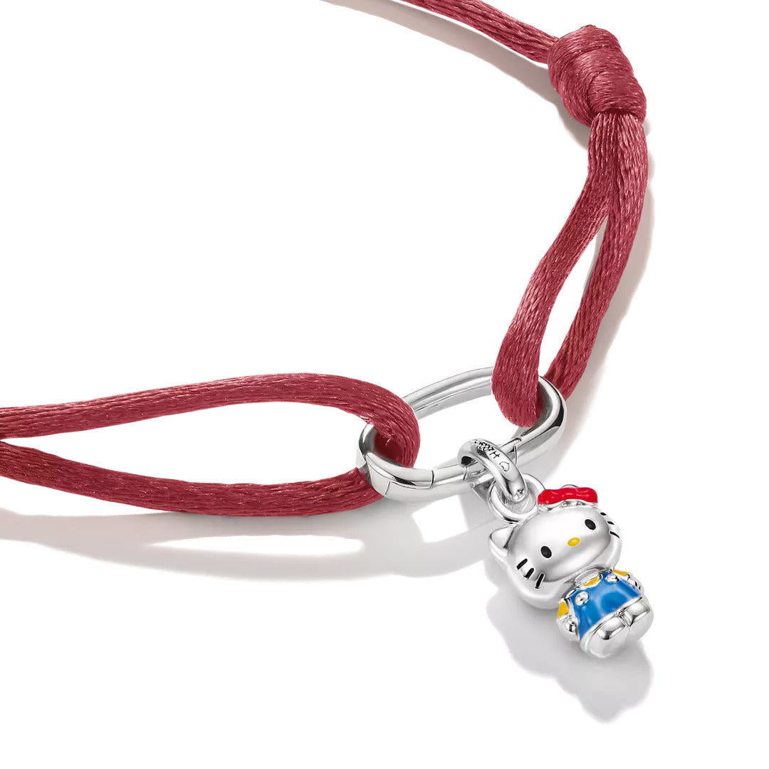 Hello Kitty Textilarmband Rot mit Charm – Connect – A2245-M07-10-L24V