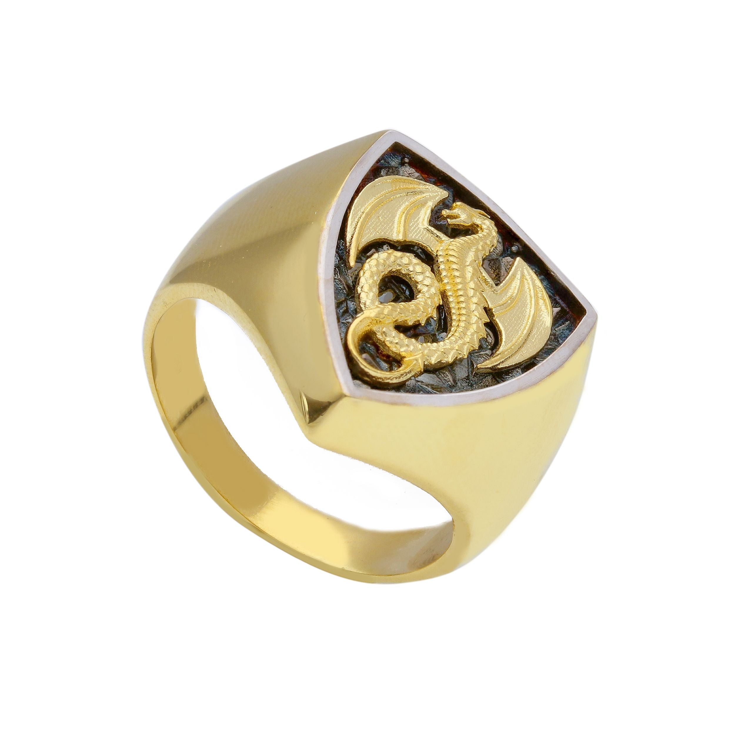 Herrenring in 18 Karat - 750 Gelbgold mit einem Drachen - 262424 