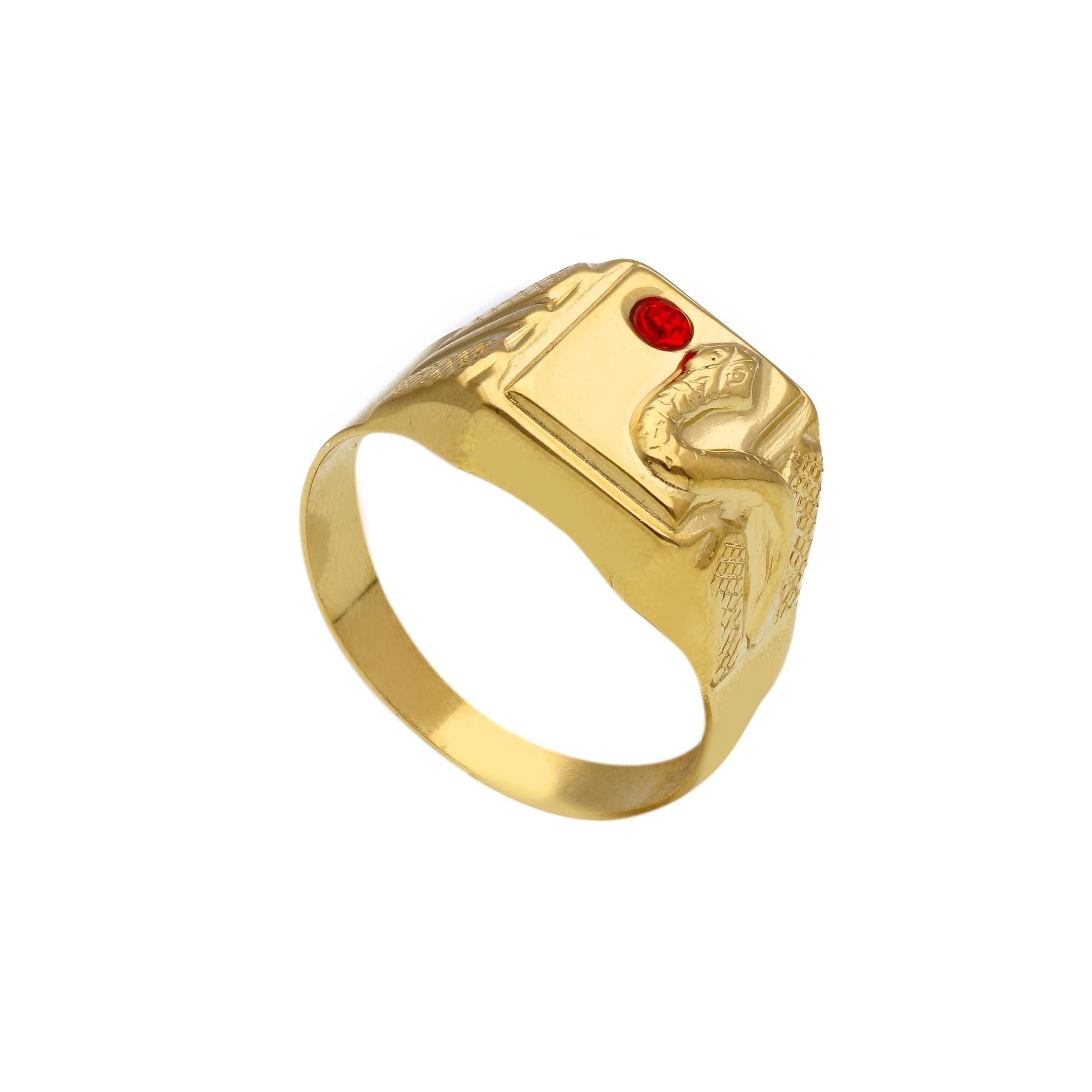 Herrenring in 18 Karat - 750 Gelbgold mit gefassten Kristall - 173828
