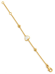 Baby Kinder Gelbgold Armband mit Perlmutt-Herz - BB0007
