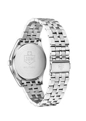 JDM Militär Interlaken Herrenuhr aus silbernem Stahl - JDM-WG023-01
