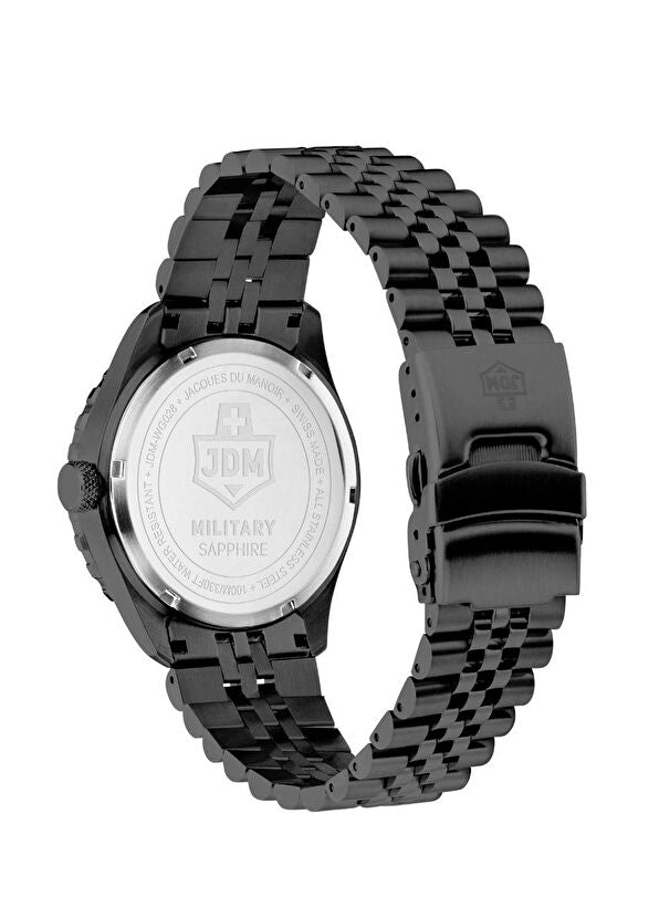 JDM Militär Wingman Herrenuhr aus schwarzem Stahl - JDM-WG028-01