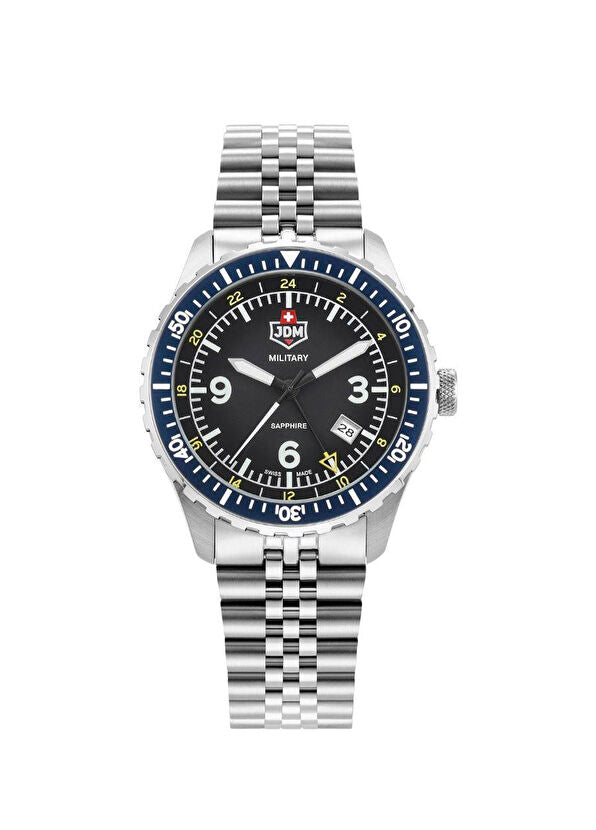 JDM Militär Wingman Herrenuhr aus silbernem Stahl - JDM-WG028-04