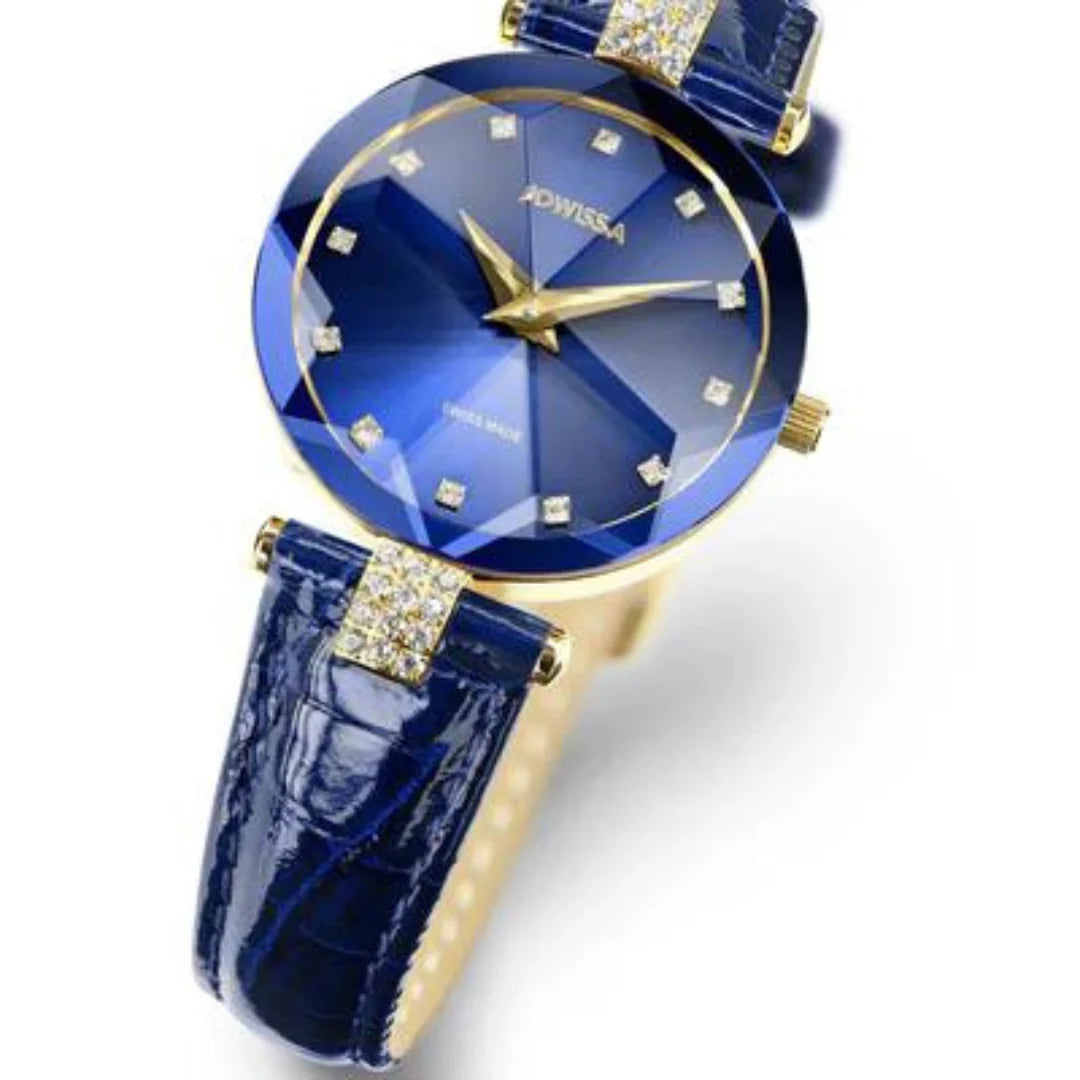 Jowissa Facet Strass Schweizer Damenuhr in Blau - J5.617.M