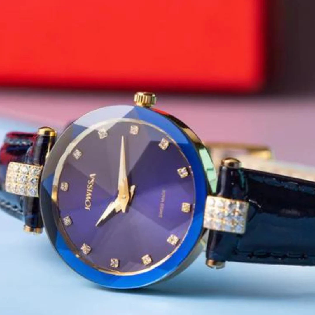 Jowissa Facet Strass Schweizer Damenuhr in Blau - J5.617.M
