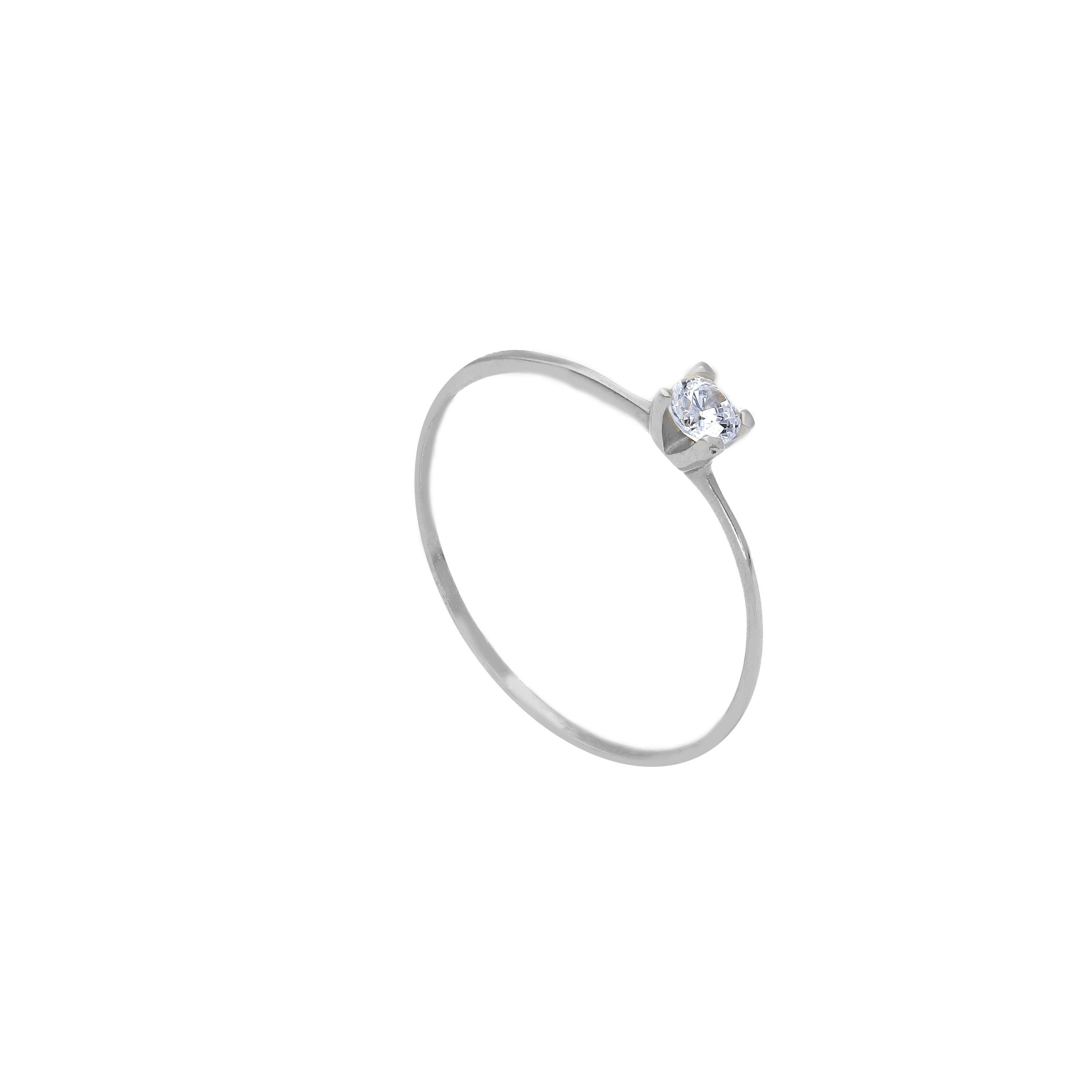 Linden Solitärring/Verlobungsring mit Zirkonia in 18 Karat Weissgold - 123435