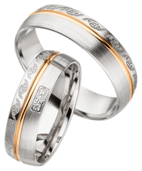 Linden Trauringe / Eheringe Bicolor Zumikon mit Diamanten 0.008 ct. - 1447/1448