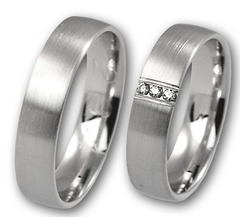 Linden Trauringe / Eheringe Brütten mit 3 Diamanten - 234/235