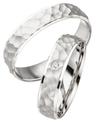 Linden Trauringe / Eheringe Eglisau aus Weissgold mit Diamant - 1422/1423