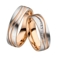 Linden Trauringe / Eheringe Lausanne mit Diamant W/si in Bicolor - 1530/1531