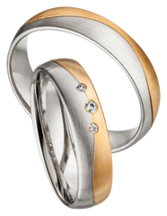 Linden Trauringe / Eheringe Mellingen mit 3 Diamanten - 1166/1167