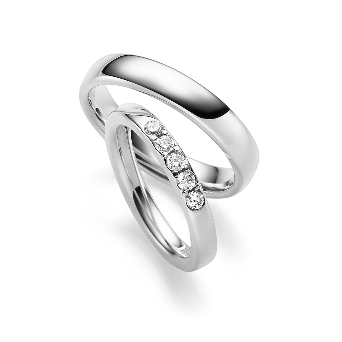 Linden Trauringe / Eheringe Volketswil mit 5 Diamanten - 1633/1634