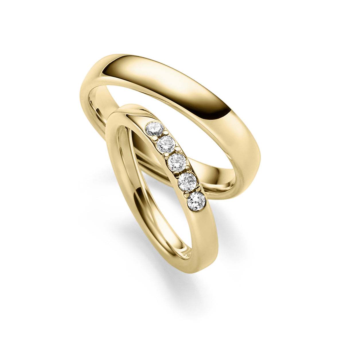 Linden Trauringe / Eheringe Volketswil mit 5 Diamanten - 1633/1634