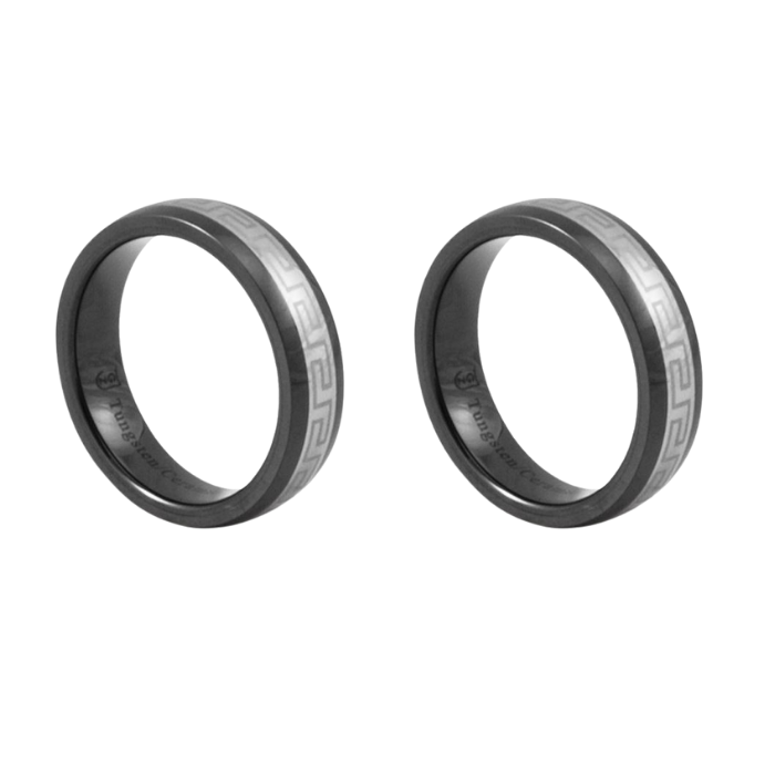 Tungsten-Keramik Partnerring mit gratis Gravur für Damen - TC-050/6
