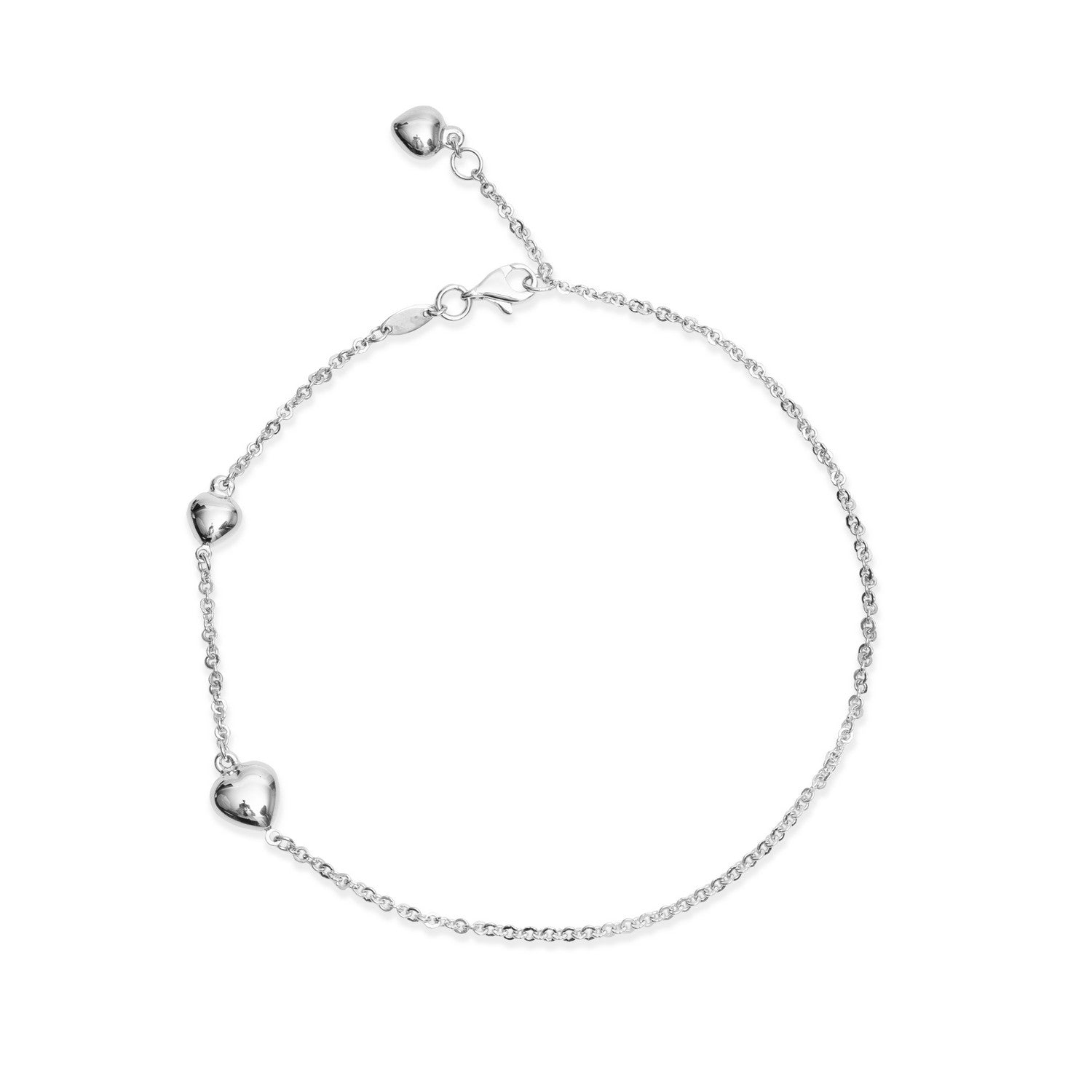 Fusskette in Silber 925 rhodiniert mit Herzen - SF-586