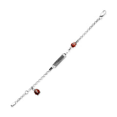 Baby ID-Armband mit Marienkäfer Silber 925 rhodiniert 14cm mit Gravur