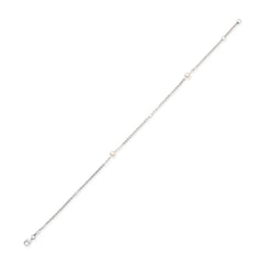 Fusskette in Silber mit Perlen und Zirkonia - SF-531