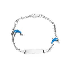 KinderArmband Delfin Silber 925 rhodiniert 14cm mit Gravur