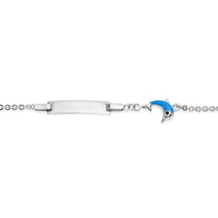 Bracelet enfant dauphin argent 925 rhodié 14cm avec gravure