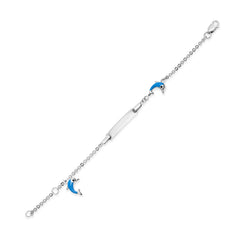 Bracelet enfant dauphin argent 925 rhodié 14cm avec gravure