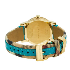 Burberry BU9112 The City Damen Uhr – Gold & Blau Leder – Swiss Quartz – 36 mm