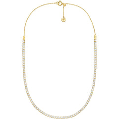 Michael Kors Kors Brilliance Damen Halskette aus vergoldetem Messing Goldfarben mit Zirkonia