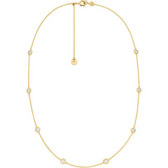 Michael Kors Kors Brilliance Damen Halskette Goldfarben mit weissen Zirkonia