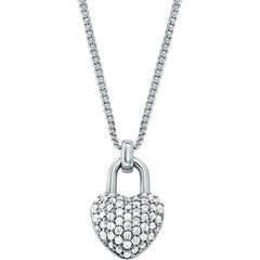 Michael Kors Kors Love Damen Halskette Silberfarben mit Herzanhänger und Zirkonia