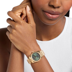 Michael Kors Lexington 3H Damenuhr Gold/Grün 33 mm – MK7622