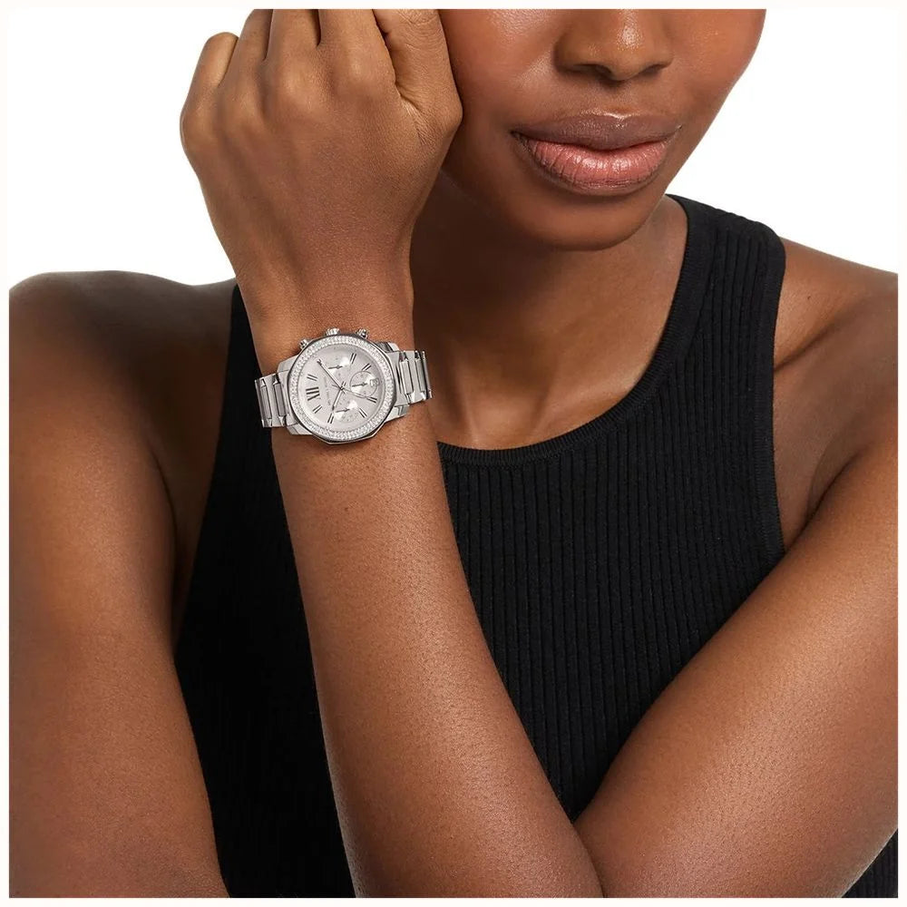 Michael Kors Prescott Damen-Chronograph mit Kristallen Silber  – MK7683