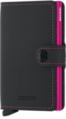 Portefeuille Secrid Mini Noir Mat &amp; Fuchsia avec gravure - MM-Noir &amp; Fuchsia