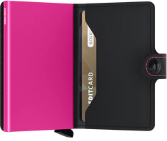 Portefeuille Secrid Mini Noir Mat &amp; Fuchsia avec gravure - MM-Noir &amp; Fuchsia